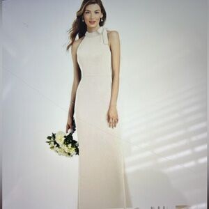 NEW After Six Ivory Bow Neck Trumpet Gown 6827 16